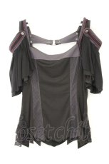 画像4: Ozz oneste / rose刺繍使い 2way frillカットソー（ALYSモデル）  ブラック系 O-26-10-12-095-OO-TO-IG-OS (4)