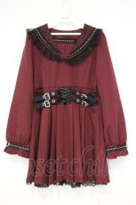 画像1: DearMyLove / 十字架クモレーススタッズベルトセーラーワンピース LL~3L ワイン×クロ O-26-10-12-010-GO-OP-IG-OS (1)