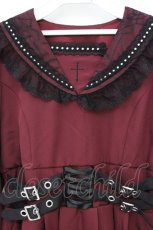 画像2: DearMyLove / 十字架クモレーススタッズベルトセーラーワンピース LL~3L ワイン×クロ O-26-10-12-010-GO-OP-IG-OS (2)