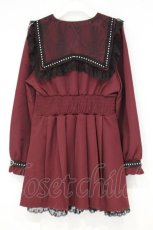 画像4: DearMyLove / 十字架クモレーススタッズベルトセーラーワンピース LL~3L ワイン×クロ O-26-10-12-010-GO-OP-IG-OS (4)