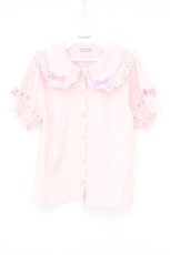 画像1: axes femme kawaii / 梯子レース半袖ブラウス M ピンク O-26-10-12-022-AX-BL-OW-OS (1)