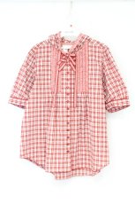 画像1: PINK HOUSE / ハートロゴジャガードチェックフードブラウス  アカ O-26-10-13-058-LO-BL-OW-OS (1)