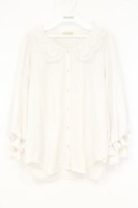 画像1: axes femme POETIQUE / スカラップ刺繍襟ブラウス M シロ O-26-10-13-019-AX-TO-IG-OS (1)