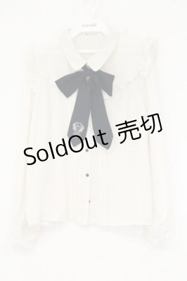 Preview of ローズ刺繍リボン付ブラウス  アイボリー×ネイビー
