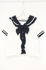 画像1: axes femme kawaii / セーラー襟ブラウス M シロ×ネイビー O-26-10-13-031-AX-BL-IG-OS (1)