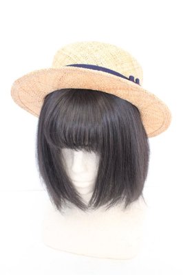 Preview of Stripe ribbon canotier　キャノティエ  ナチュラル×ネイビー×ワイン