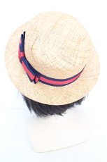 画像3: Jane Marple / Stripe ribbon canotier　キャノティエ  ナチュラル×ネイビー×ワイン O-26-10-14-027-JM-AC-OW-OS (3)