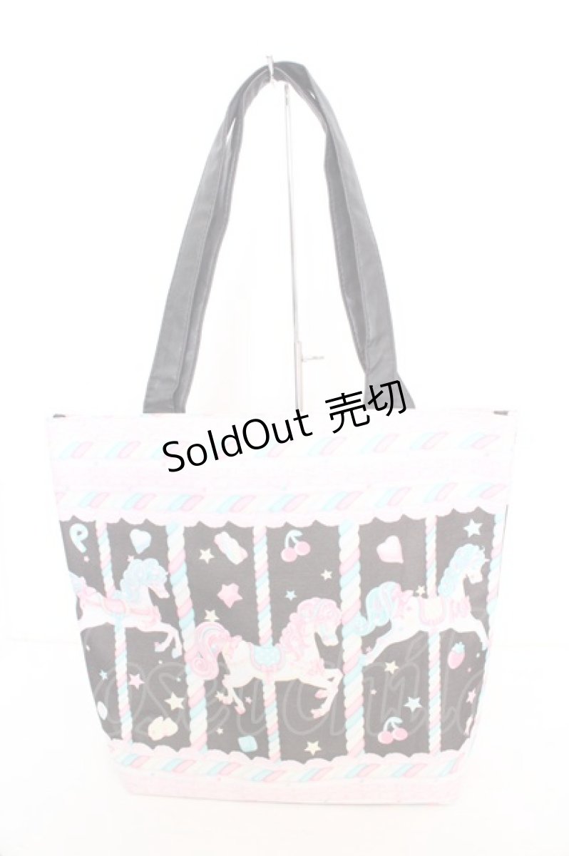 画像1: Angelic Pretty / Sugary Carnival柄ビッグトートバッグ  クロ O-26-10-14-033-AP-BG-IG-OS (1)