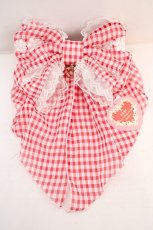 画像1: BABY,THE STARS SHINE BRIGHT / Fluffy Gingham Heart リボンバレッタ  えんじ O-26-10-14-043-BA-AC-OW-OS (1)
