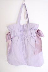 画像2: Maison de FLEUR / EC限定キャンバスダブルリボンギャザートート  ラベンダー O-26-10-15-034-LO-BG-OW-OS (2)