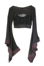 画像4: Qutie Frash / バックメッシュショートトップス  ブラック×レッド O-26-10-15-1065-QU-TO-IG-OS (4)