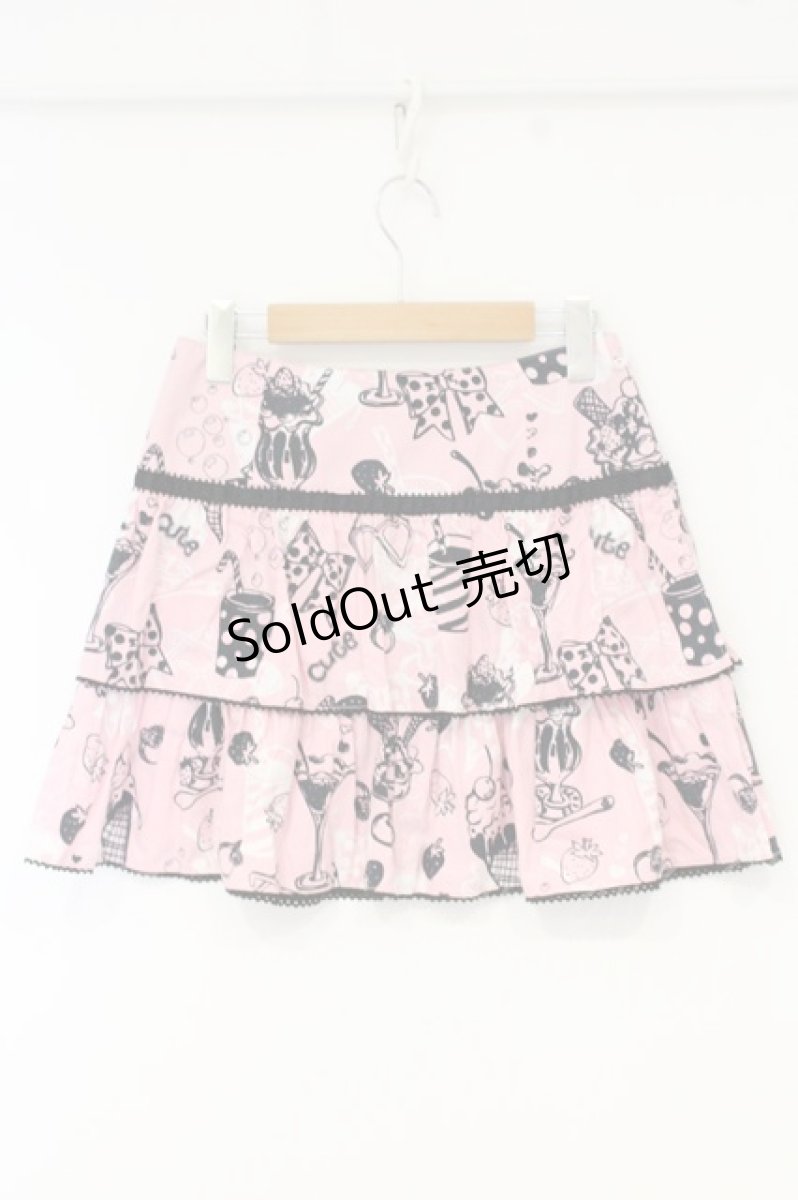 画像3: Emily Temple cute / スウィーツ柄ティアードスカート  ピンク O-26-10-15-1079-ET-SK-IG-OS (3)