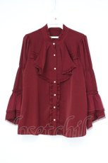 画像1: axes femme / フロントフリル姫袖風ブラウス F ワイン O-26-10-17-029-AX-BL-OW-OS (1)