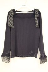画像1: axes femme / チェック柄シフォンリボンプルオーバー F ネイビー O-26-10-17-031-AX-TO-OW-OS (1)
