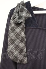 画像2: axes femme / チェック柄シフォンリボンプルオーバー F ネイビー O-26-10-17-031-AX-TO-OW-OS (2)