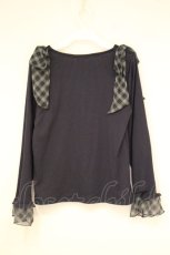 画像3: axes femme / チェック柄シフォンリボンプルオーバー F ネイビー O-26-10-17-031-AX-TO-OW-OS (3)
