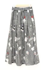 画像4: axes femme / ボン・ヴォヤージュ柄スカート F クロ O-26-10-17-051-AX-SK-OW-OS (4)