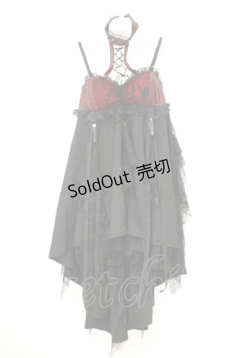 画像1: Qutie Frash / ホルター付きコルセットキャミワンピース  レッド×ブラック O-26-10-17-083-QU-OP-OW-OS (1)