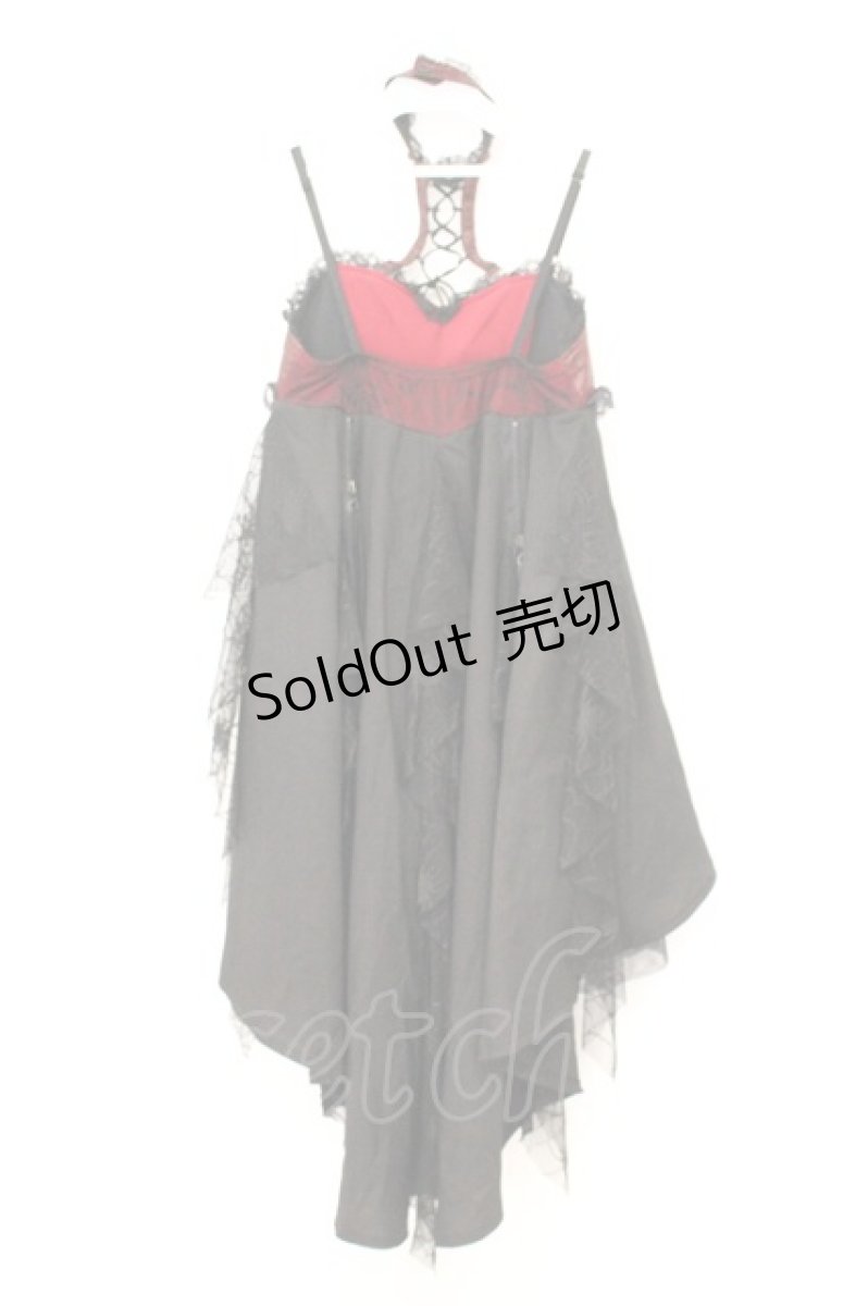 画像4: Qutie Frash / ホルター付きコルセットキャミワンピース  レッド×ブラック O-26-10-17-083-QU-OP-OW-OS (4)