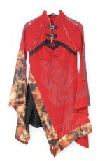 画像1: Qutie Frash / 和柄切替胸開き着物ワンピース  レッド O-26-10-17-088-QU-OP-OW-OS (1)