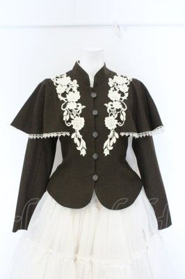 Preview of つる薔薇レースケープ付きショートコート M ショコラ