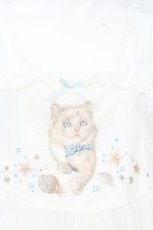画像2: PINK HOUSE / さざ波とねこ刺繍ローンタブリエ  シロ O-26-10-18-001-LO-TO-IG-OS (2)