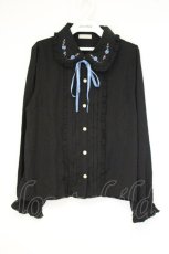 画像1: axes femme POETIQUE / ロザリウムフリルブラウス M クロ O-26-10-19-037-AX-BL-IG-OS (1)