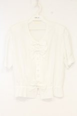 画像1: INGEBORG / リボン半袖ブラウス  シロ O-26-10-19-075-LO-BL-IG-OS (1)