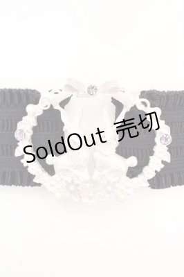 Preview of フラワーラビットゴムベルト  クロ×シロ