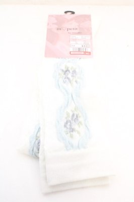 Preview of ECAMOVKバラレース オーバーニーソックス 23-25cm サックス×シロ