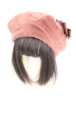 画像1: axes femme / ローズブローチ付きファーベレー 57.5cm ピンクブラウン O-26-10-20-032-AX-AC-IG-OS (1)