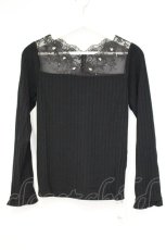 画像1: axes femme / 繊細レース長袖インナー M クロ O-26-10-22-050-AX-TO-IG-OS (1)