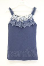 画像1: axes femme / カップ付き蝶々レースキャミ L ブルー O-26-10-22-061-AX-TO-IG-OS (1)