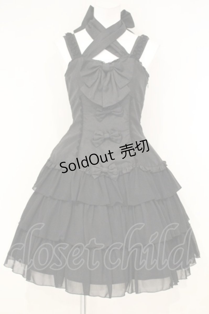 画像1: metamorphose / フリルリボンホルタージャンパースカート  クロ O-26-10-22-006-ME-OP-IG-OS (1)