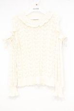 画像1: axes femme POETIQUE / 透かし編み肩開きニットプルオーバー M アイボリー O-26-10-22-070-AX-TO-IG-OS (1)