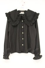 画像1: axes femme POETIQUE / フリルビッグ襟ブラウス M クロ O-26-10-22-072-AX-BL-IG-OS (1)