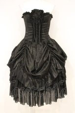 画像1: ATELIER PIERROT / Bustle Corset Dress[Rose Jacquard]  ブラック O-26-10-22-011-EL-OP-OW-OS (1)