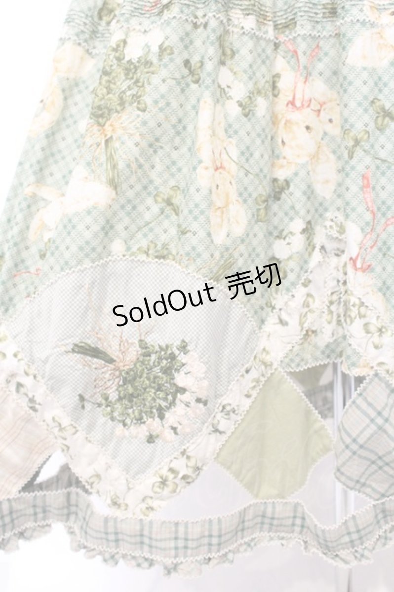 画像3: PINK HOUSE / White Cloverプリントパッチワークワンピース  シロ×グリーン O-26-10-22-014-LO-OP-IG-OS (3)