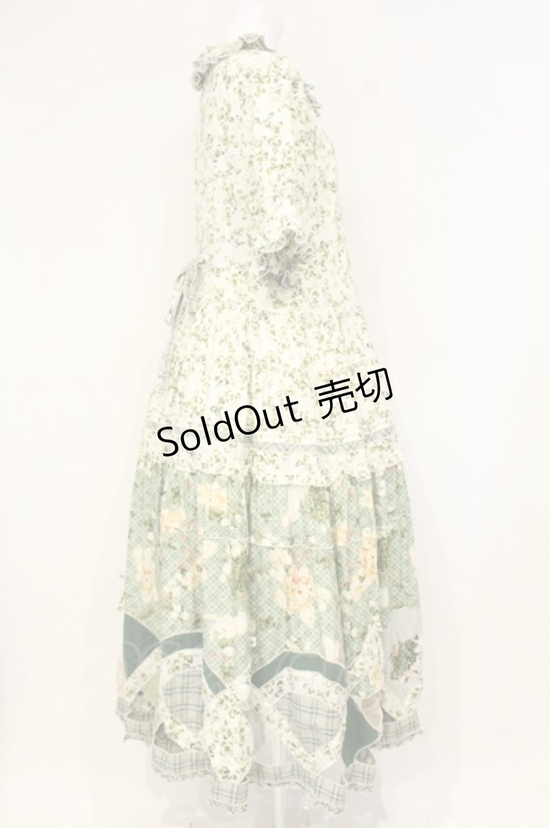 画像6: PINK HOUSE / White Cloverプリントパッチワークワンピース  シロ×グリーン O-26-10-22-014-LO-OP-IG-OS (6)