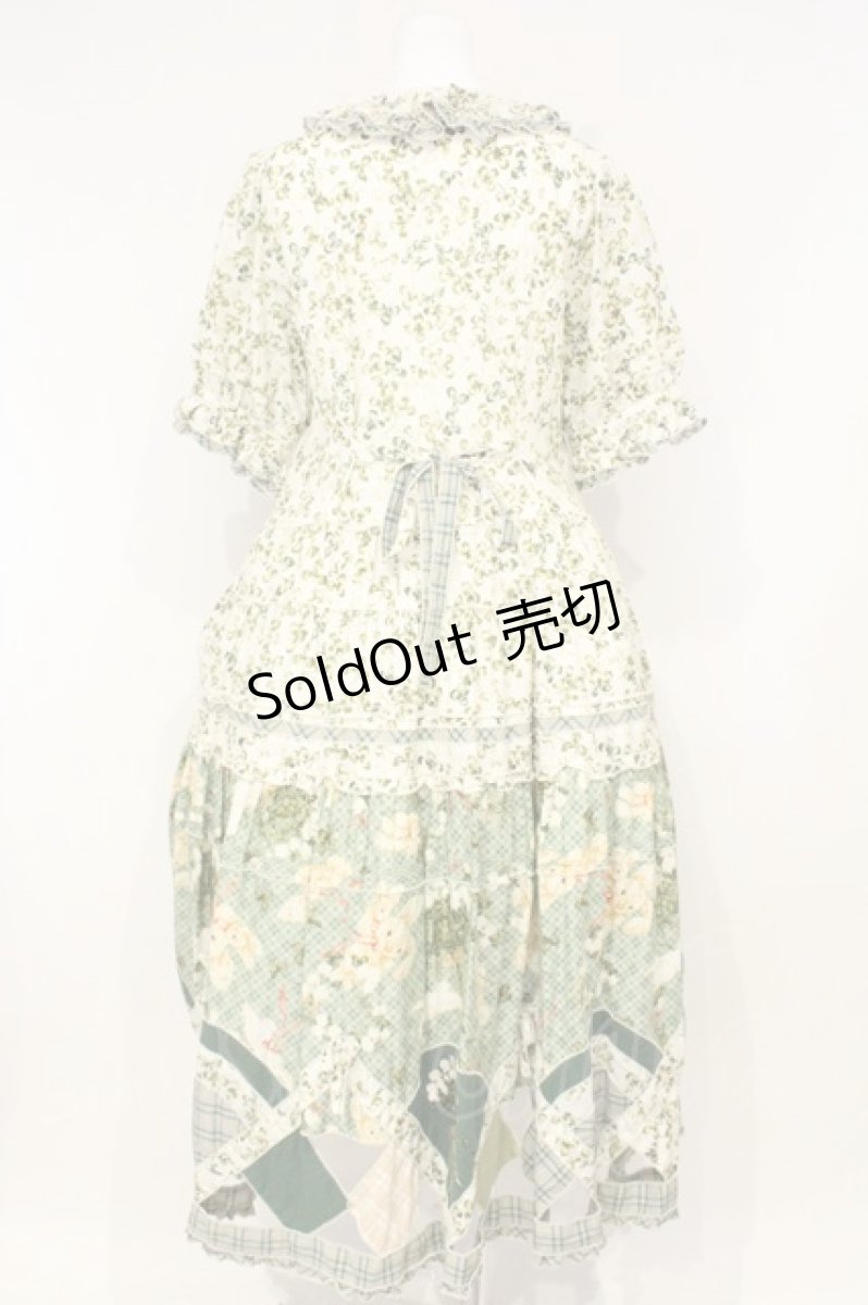 画像7: PINK HOUSE / White Cloverプリントパッチワークワンピース  シロ×グリーン O-26-10-22-014-LO-OP-IG-OS (7)