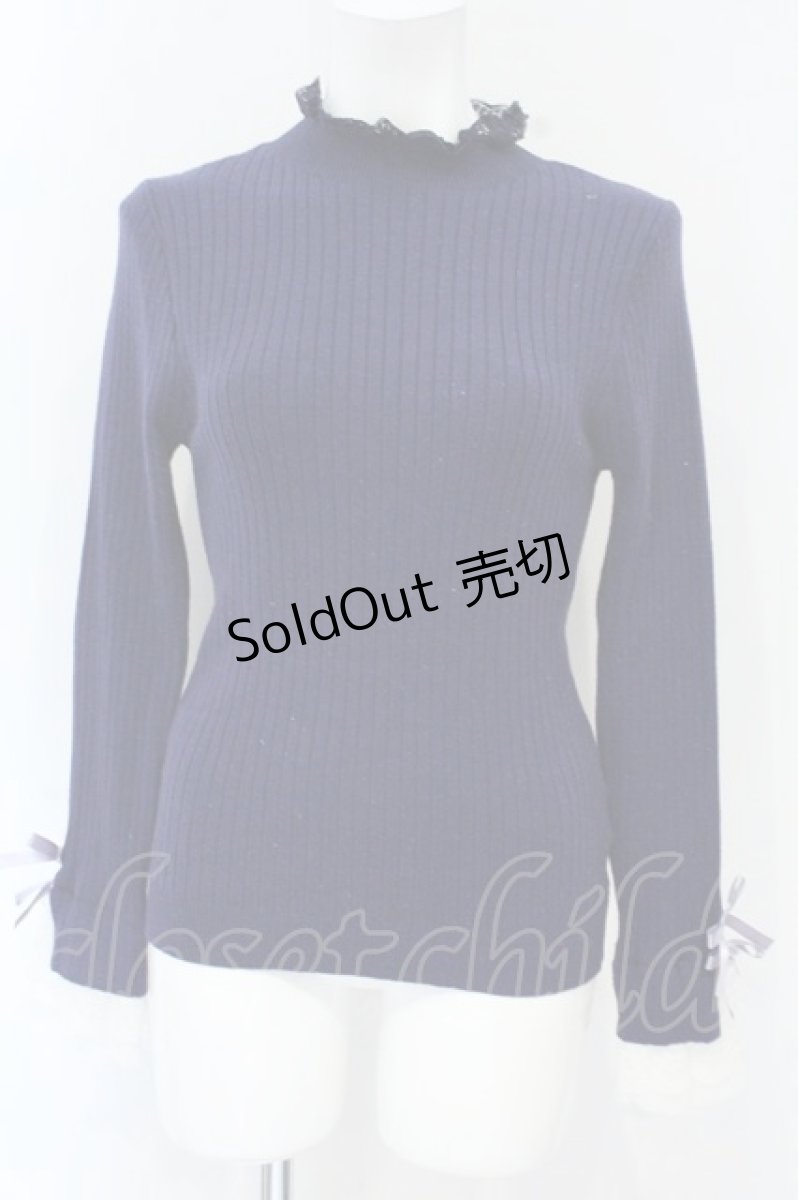 画像1: axes femme / 袖レースデザインラメニット  パープル系 O-26-10-23-051-AX-TO-IG-OS (1)