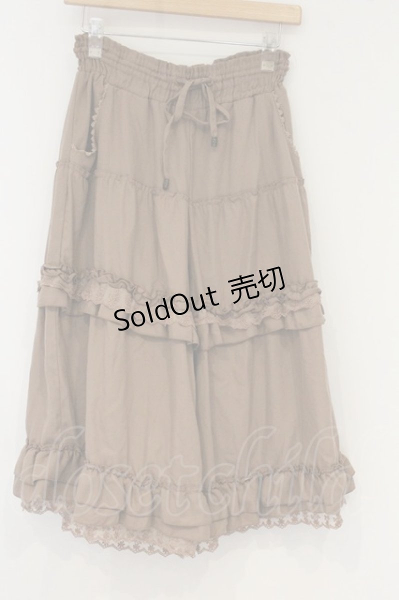 画像1: axes femme / シャーリングフリルワイドパンツ M キャメル O-26-10-23-079-AX-PA-IG-OS (1)