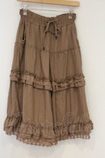 画像1: axes femme / シャーリングフリルワイドパンツ M キャメル O-26-10-23-079-AX-PA-IG-OS (1)