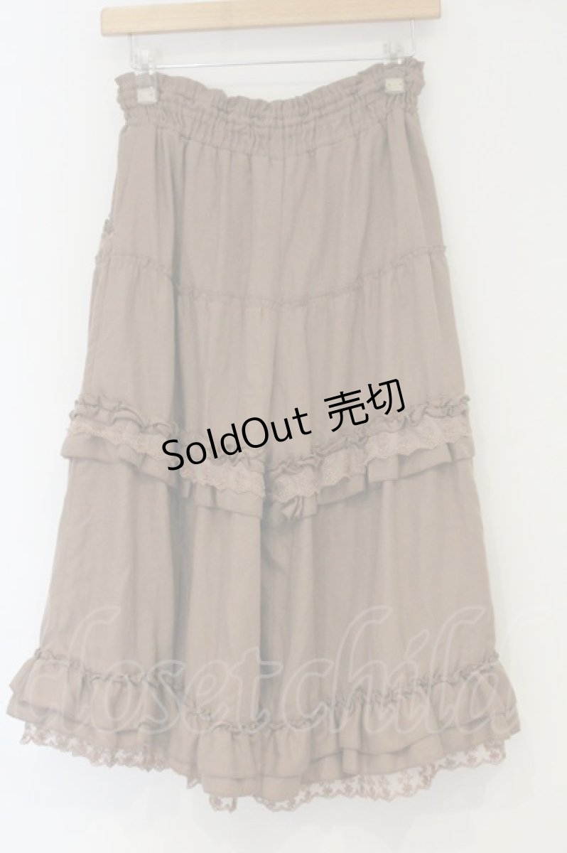 画像3: axes femme / シャーリングフリルワイドパンツ M キャメル O-26-10-23-079-AX-PA-IG-OS (3)