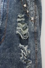 画像2: SUPER LOVERS / レオパードダメージデニムパンツ  インディゴ O-26-10-23-080-PU-PA-IG-OS (2)