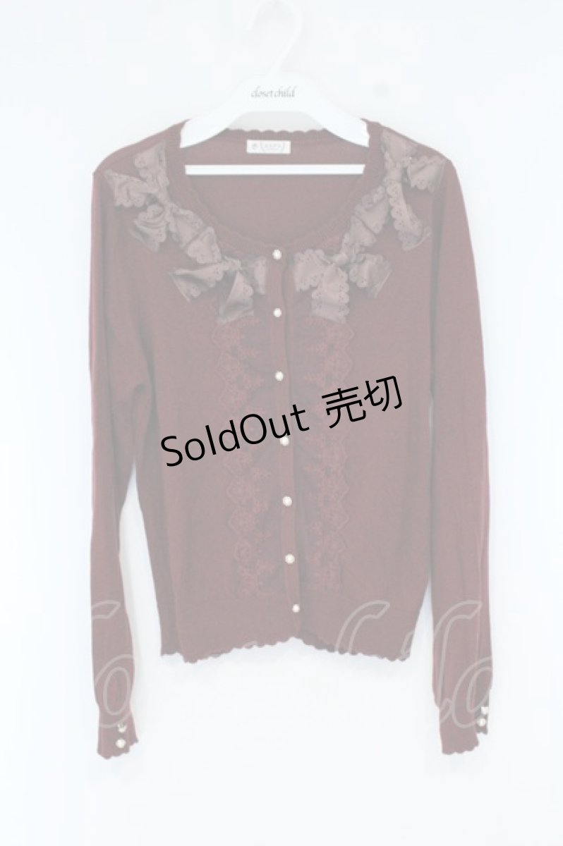 画像1: axes femme / サテンリボンニットカーデ M ワイン O-26-10-23-018-AX-TO-IG-OS (1)