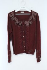 画像1: axes femme / サテンリボンニットカーデ M ワイン O-26-10-23-018-AX-TO-IG-OS (1)