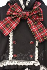 画像2: PUTUMAYO / チェックねこ耳ケープ  ブラック×レッド O-26-10-24-062-PT-TO-IG-OS (2)