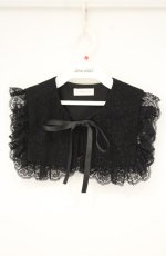 画像1: m petit by misako / スクエアレース付け襟  クロ O-26-10-25-004-LO-ZA-OW-OS (1)