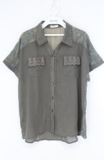 画像1: axes femme / Wポケットドルマンシャツ M グリーン O-26-10-25-057-AX-BL-OW-OS (1)